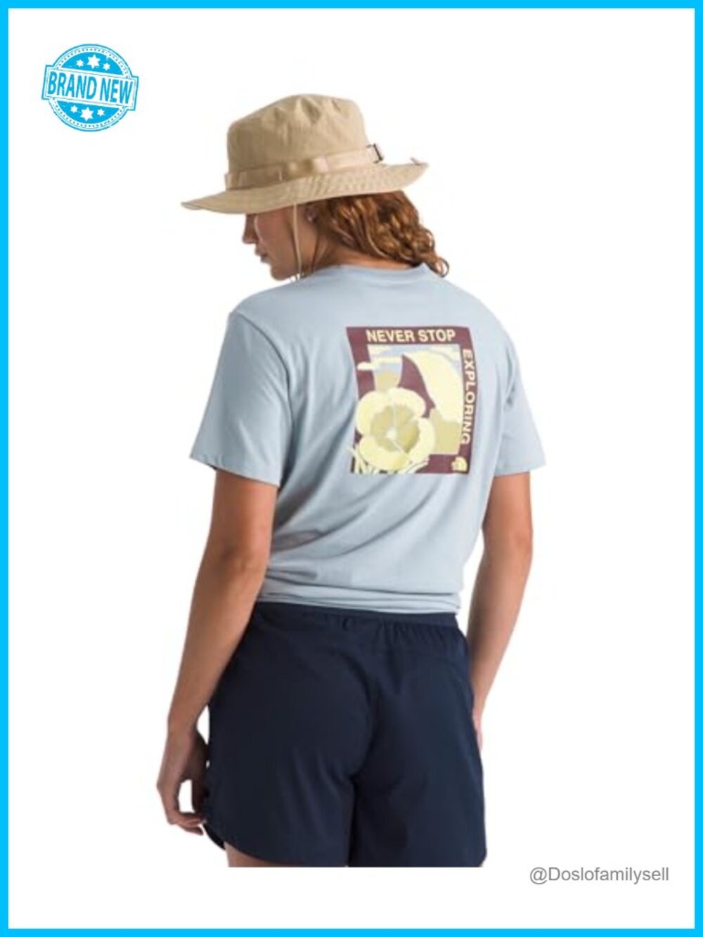 North Face Wildflower Trails Short Sleeve Tee Relaxed Fit 100% Cotton Crew Neck